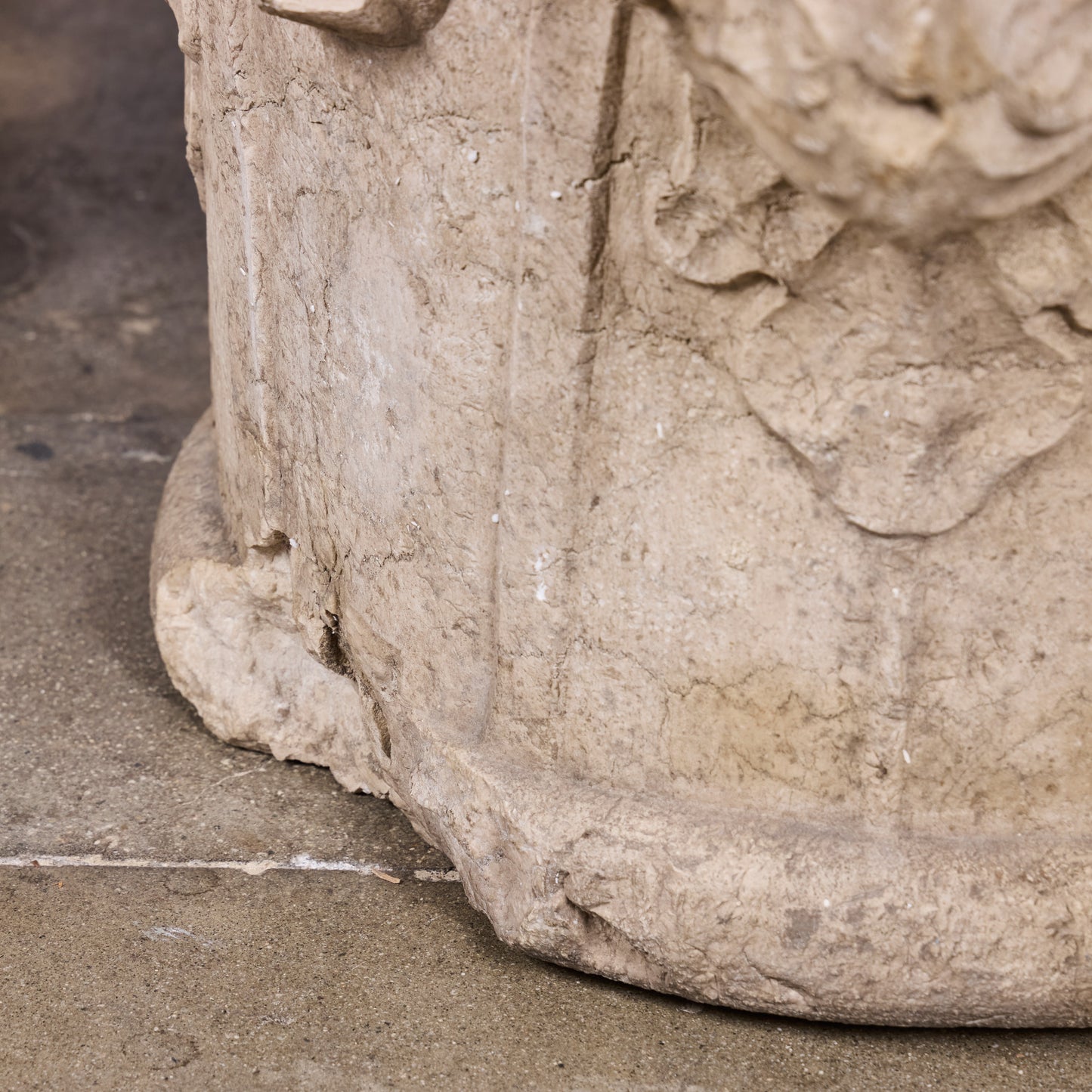 17th Century Italian Hand-Carved Stone Capital Fragment