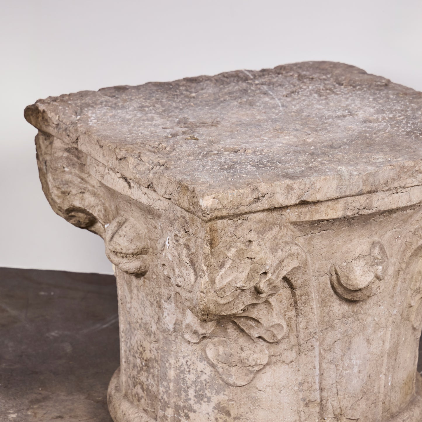 17th Century Italian Hand-Carved Stone Capital Fragment