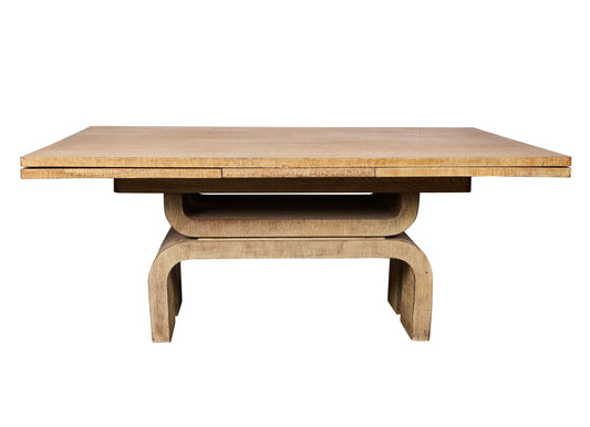Chic Solid Bleached Oak Extension Dining Table — France, 1940s
