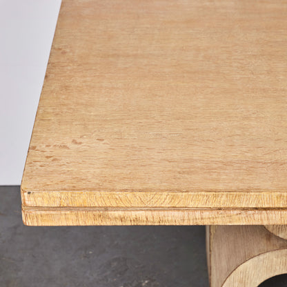 Chic Solid Bleached Oak Extension Dining Table — France, 1940s