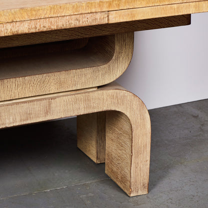 Chic Solid Bleached Oak Extension Dining Table — France, 1940s