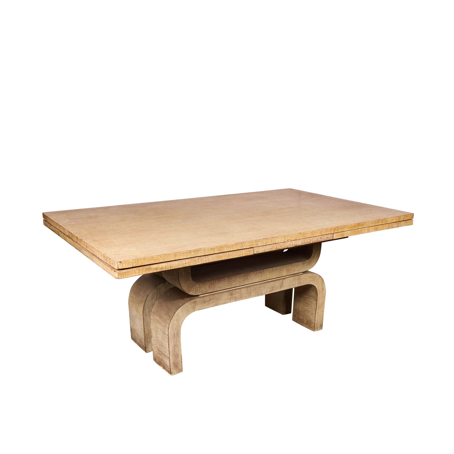 Chic Solid Bleached Oak Extension Dining Table — France, 1940s