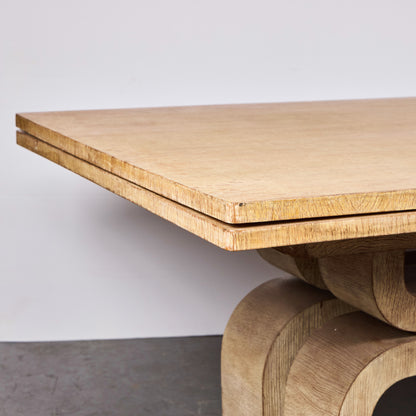 Chic Solid Bleached Oak Extension Dining Table — France, 1940s