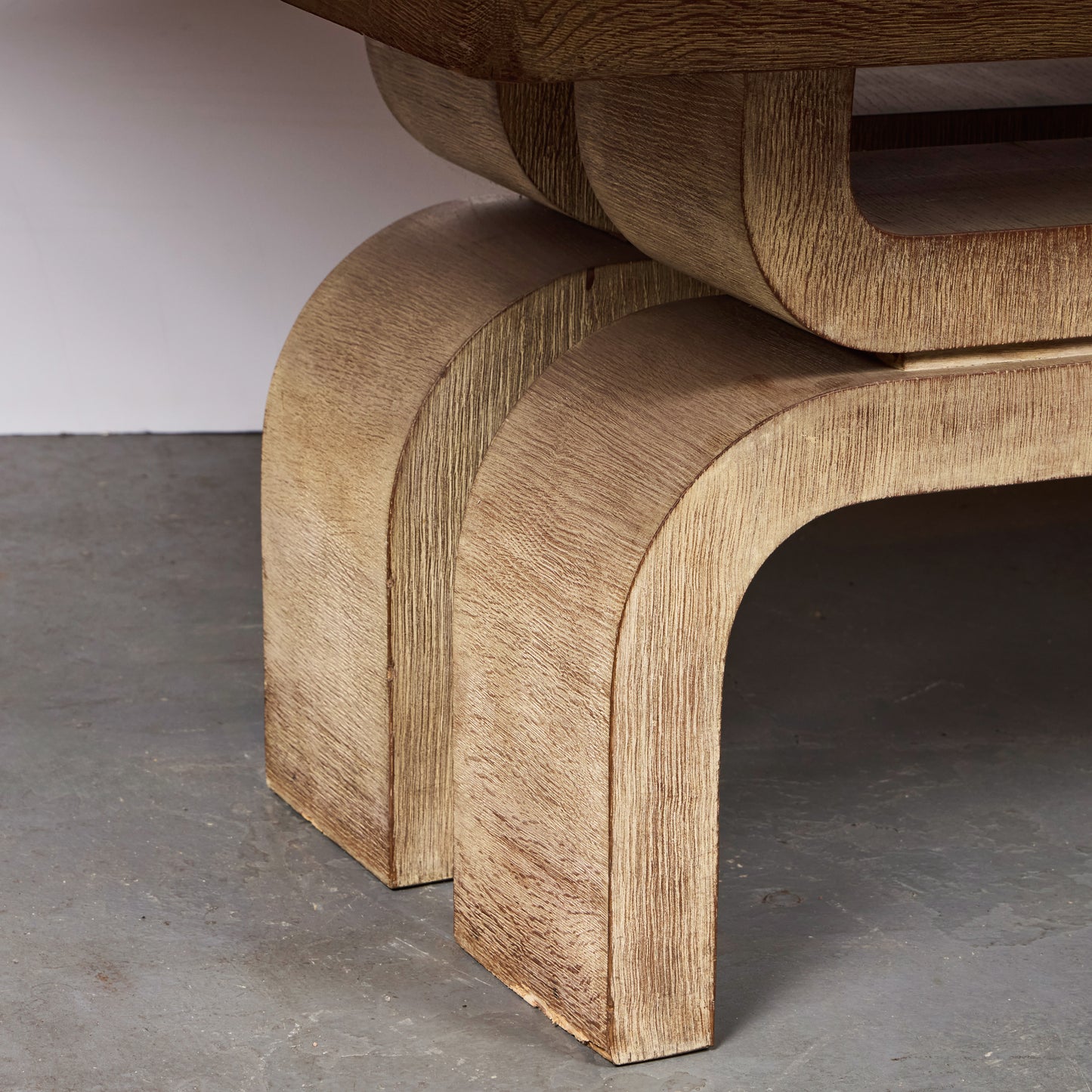 Chic Solid Bleached Oak Extension Dining Table — France, 1940s