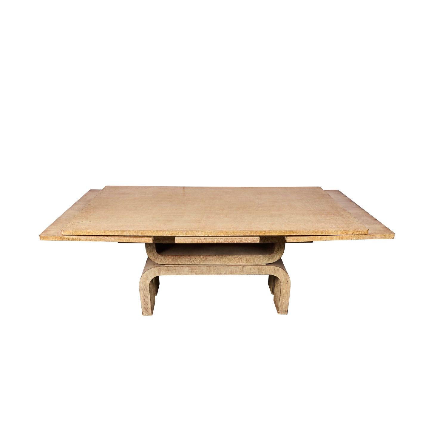 Chic Solid Bleached Oak Extension Dining Table — France, 1940s