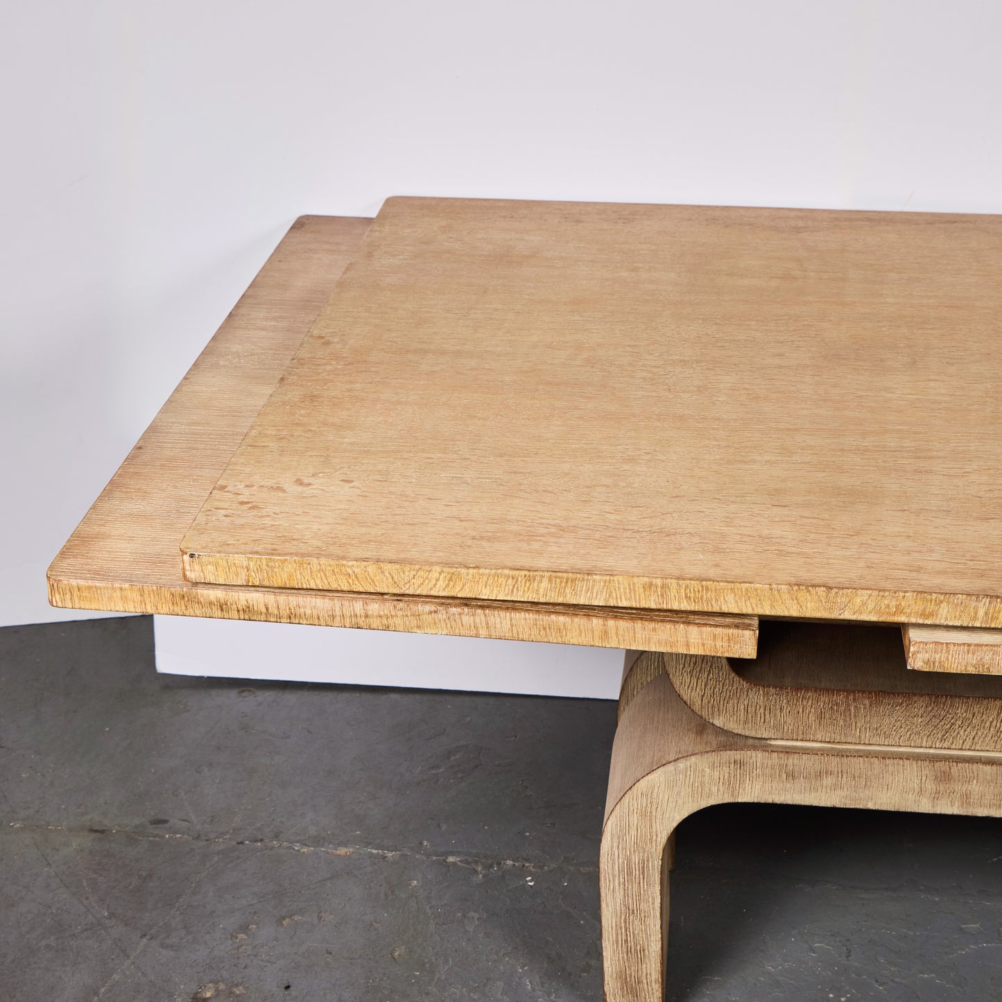Chic Solid Bleached Oak Extension Dining Table — France, 1940s