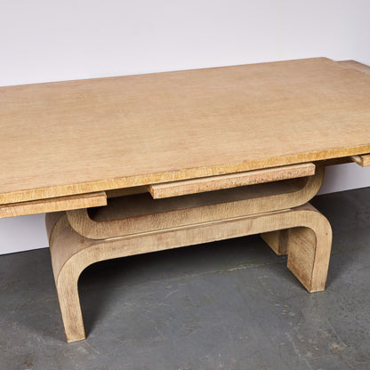 Chic Solid Bleached Oak Extension Dining Table — France, 1940s