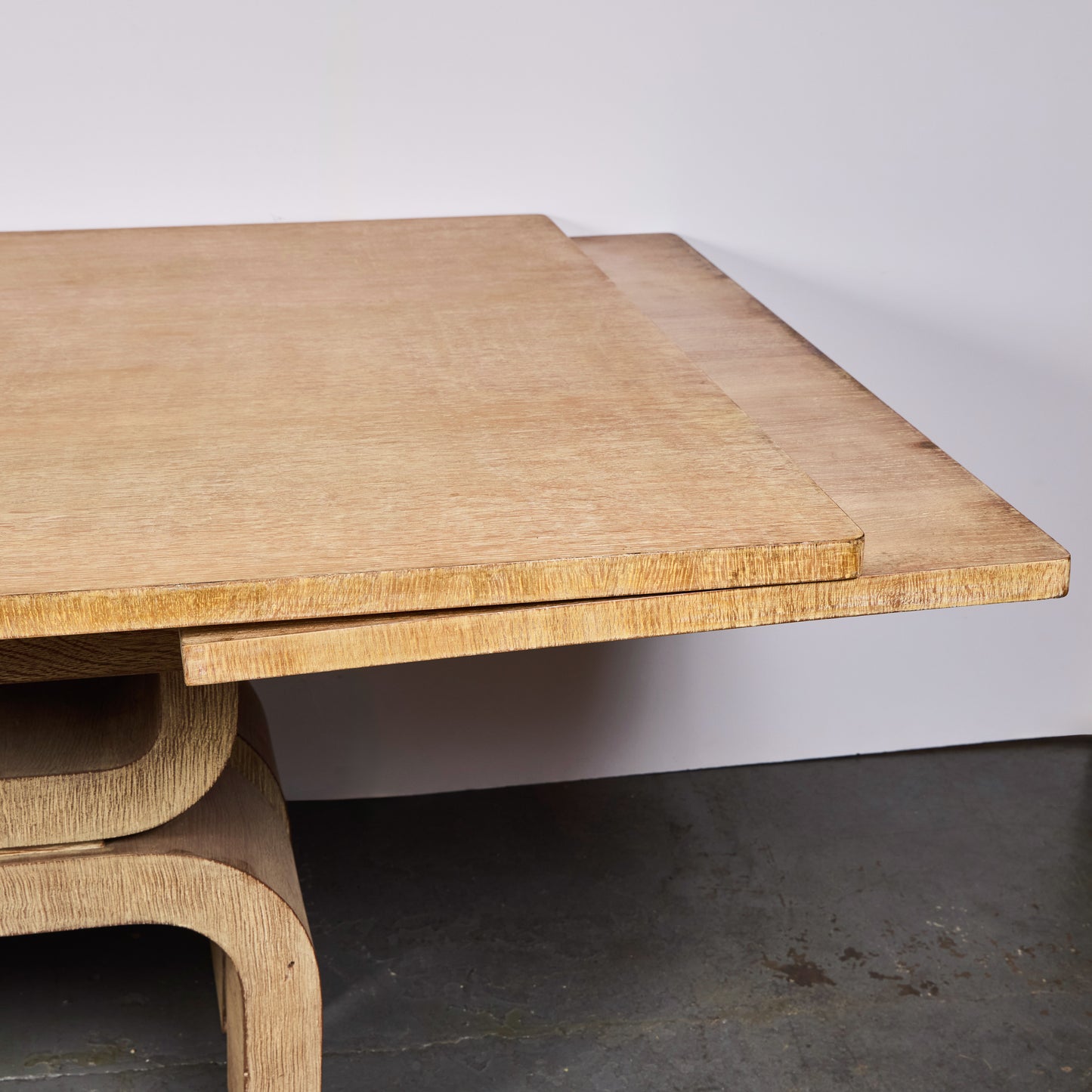 Chic Solid Bleached Oak Extension Dining Table — France, 1940s