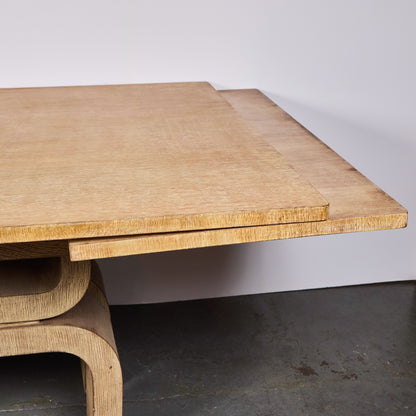 Chic Solid Bleached Oak Extension Dining Table — France, 1940s