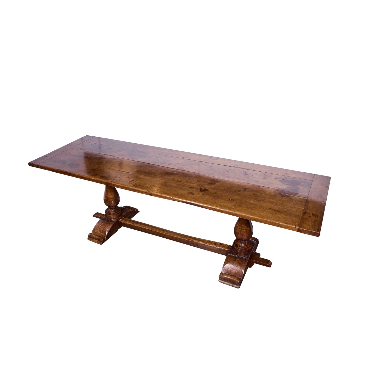 Italian Walnut Trestle Table — 19th Century