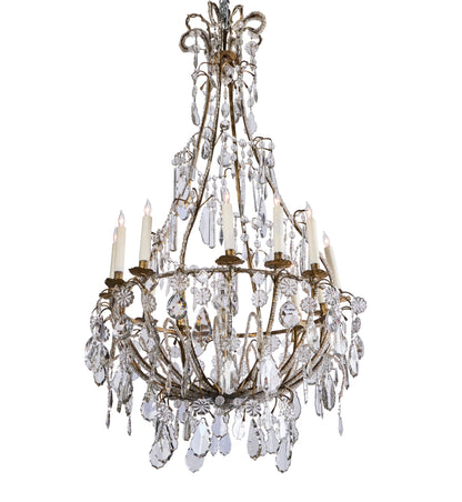 Italian Pear-Shaped Tôle and Crystal Chandelier — 12 Lights, Circa 1880
