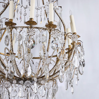 Italian Pear-Shaped Tôle and Crystal Chandelier — 12 Lights, Circa 1880