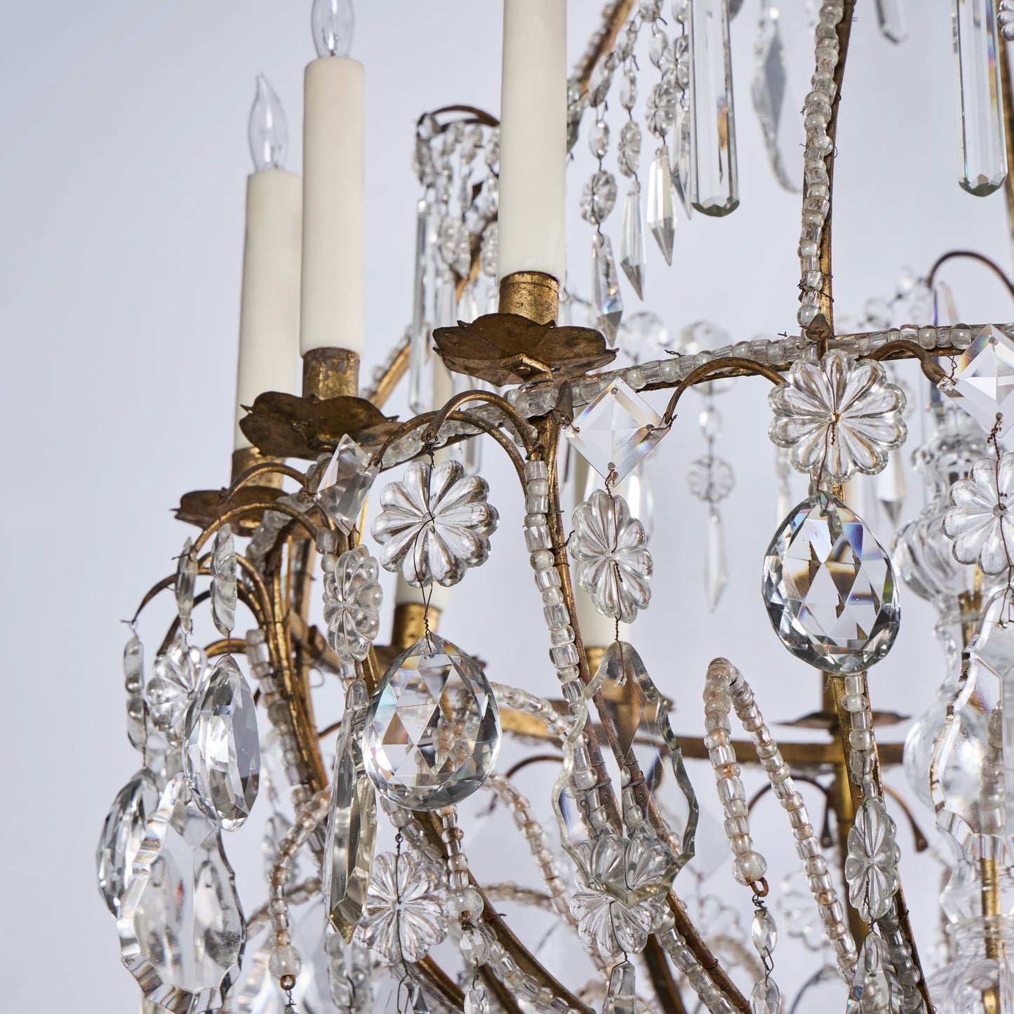 Italian Pear-Shaped Tôle and Crystal Chandelier — 12 Lights, Circa 1880