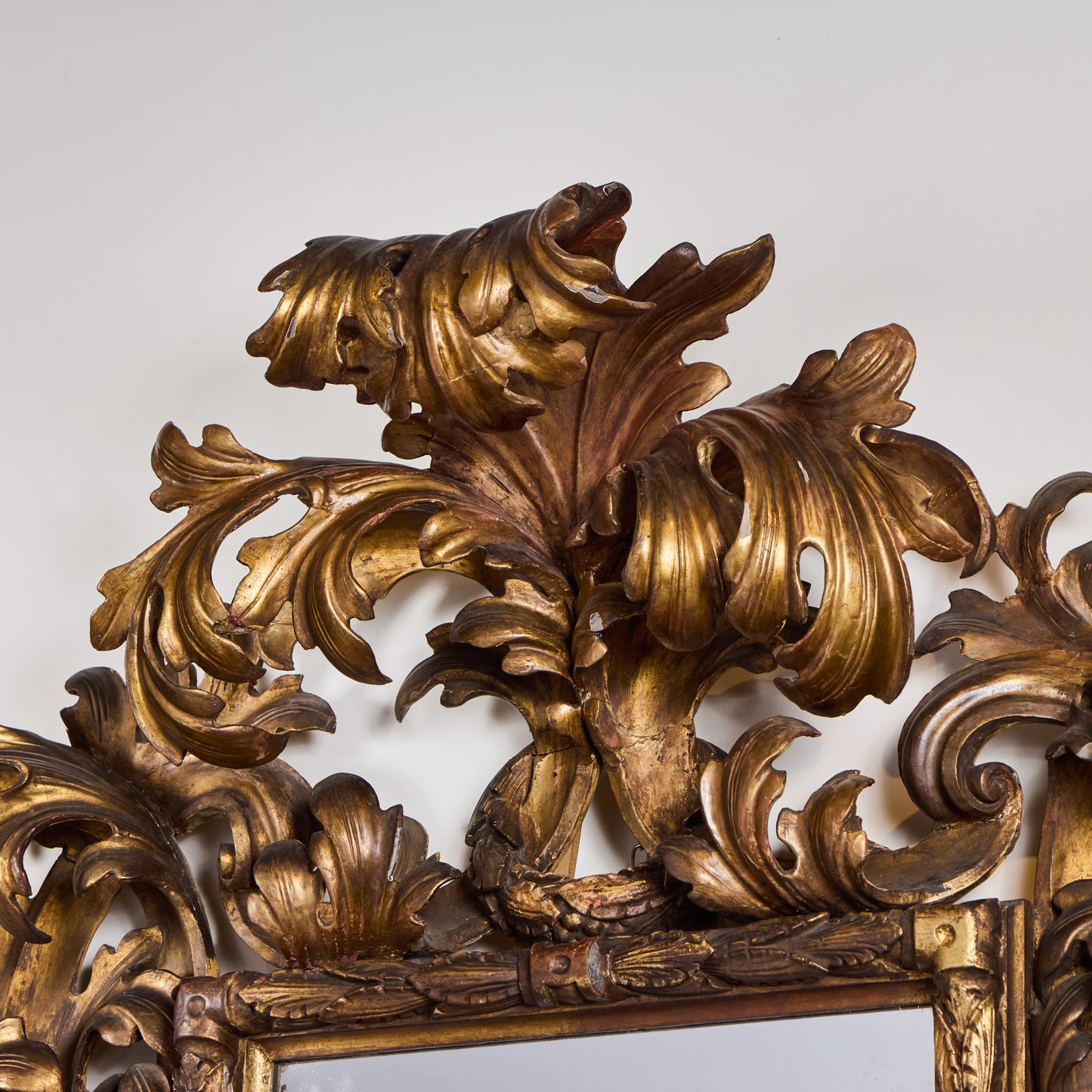 Ornately Carved Parcel-Gilt Mirror with Original Glass — Central Italy, Circa 1850