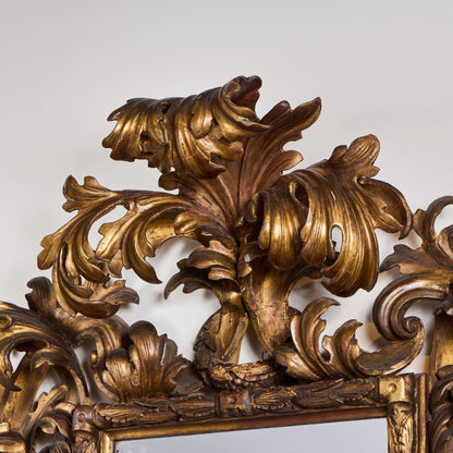 Ornately Carved Parcel-Gilt Mirror with Original Glass — Central Italy, Circa 1850
