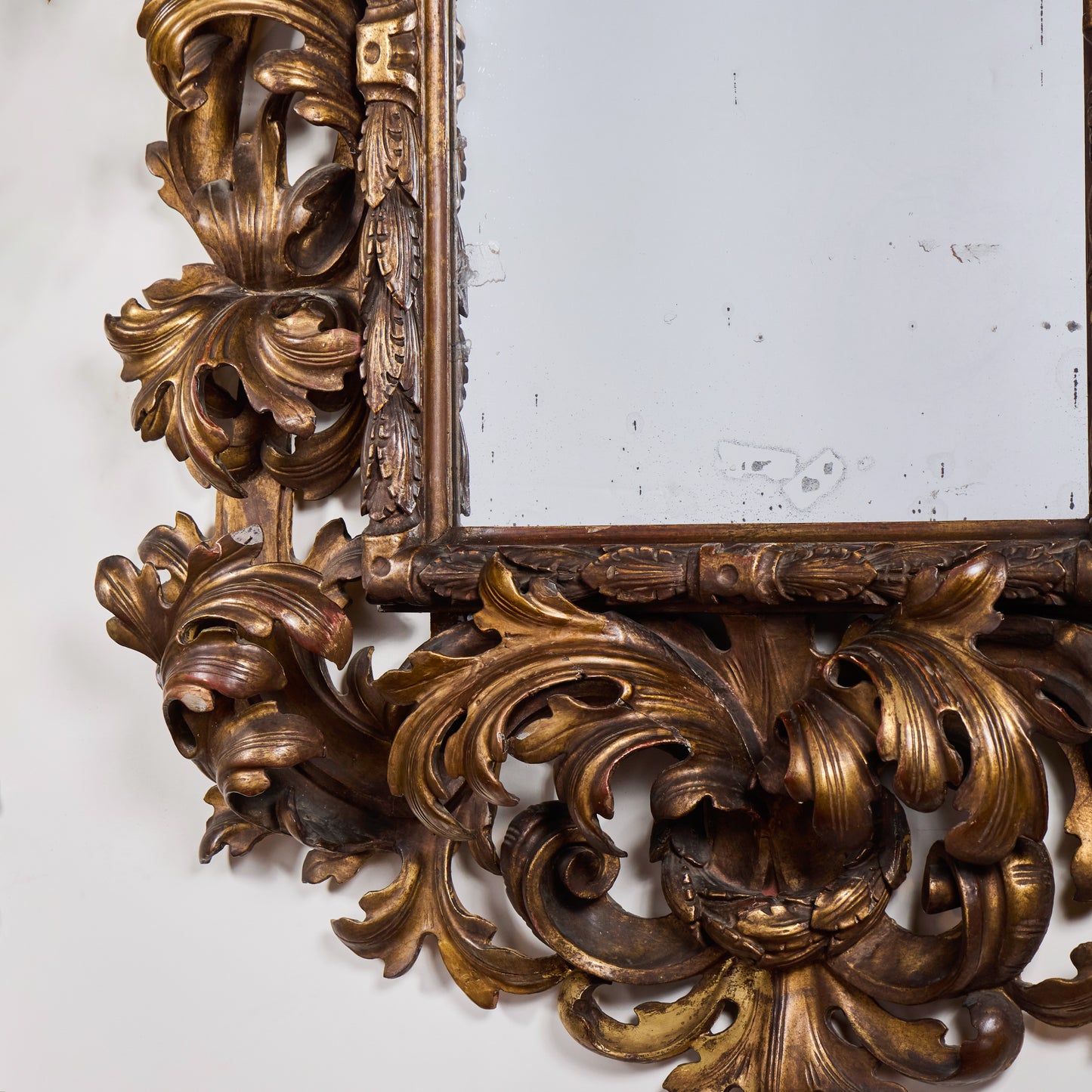 Ornately Carved Parcel-Gilt Mirror with Original Glass — Central Italy, Circa 1850