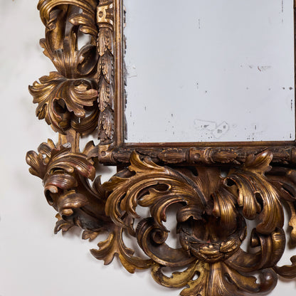 Ornately Carved Parcel-Gilt Mirror with Original Glass — Central Italy, Circa 1850