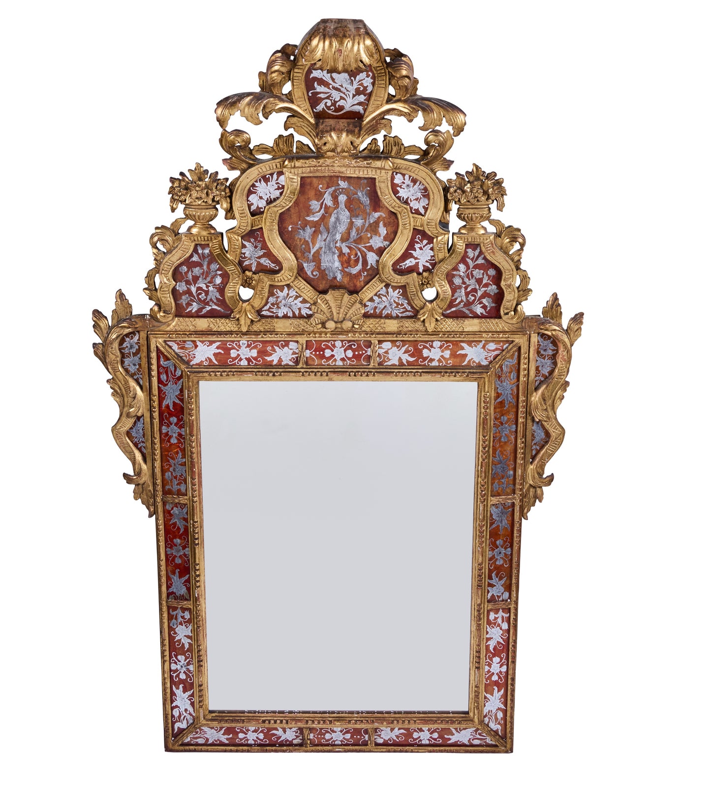 Italian Hand-Carved and Gilded Églomisé Mirror — 1920s