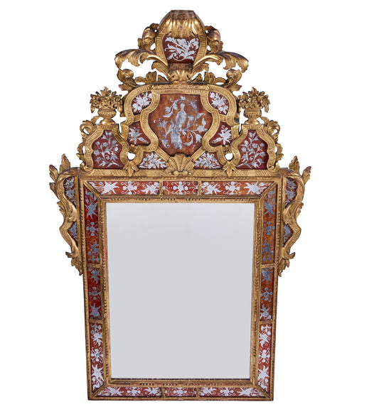 Italian Hand-Carved and Gilded Églomisé Mirror — 1920s