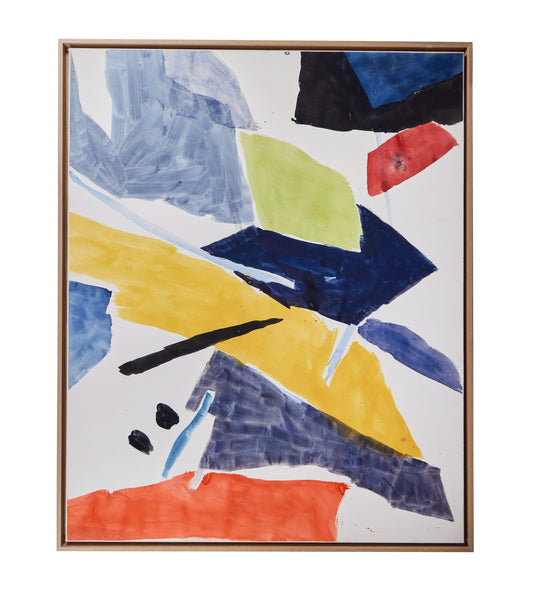 Framed, abstract watercolor on paper, laid on canvas by Nestle Lister.