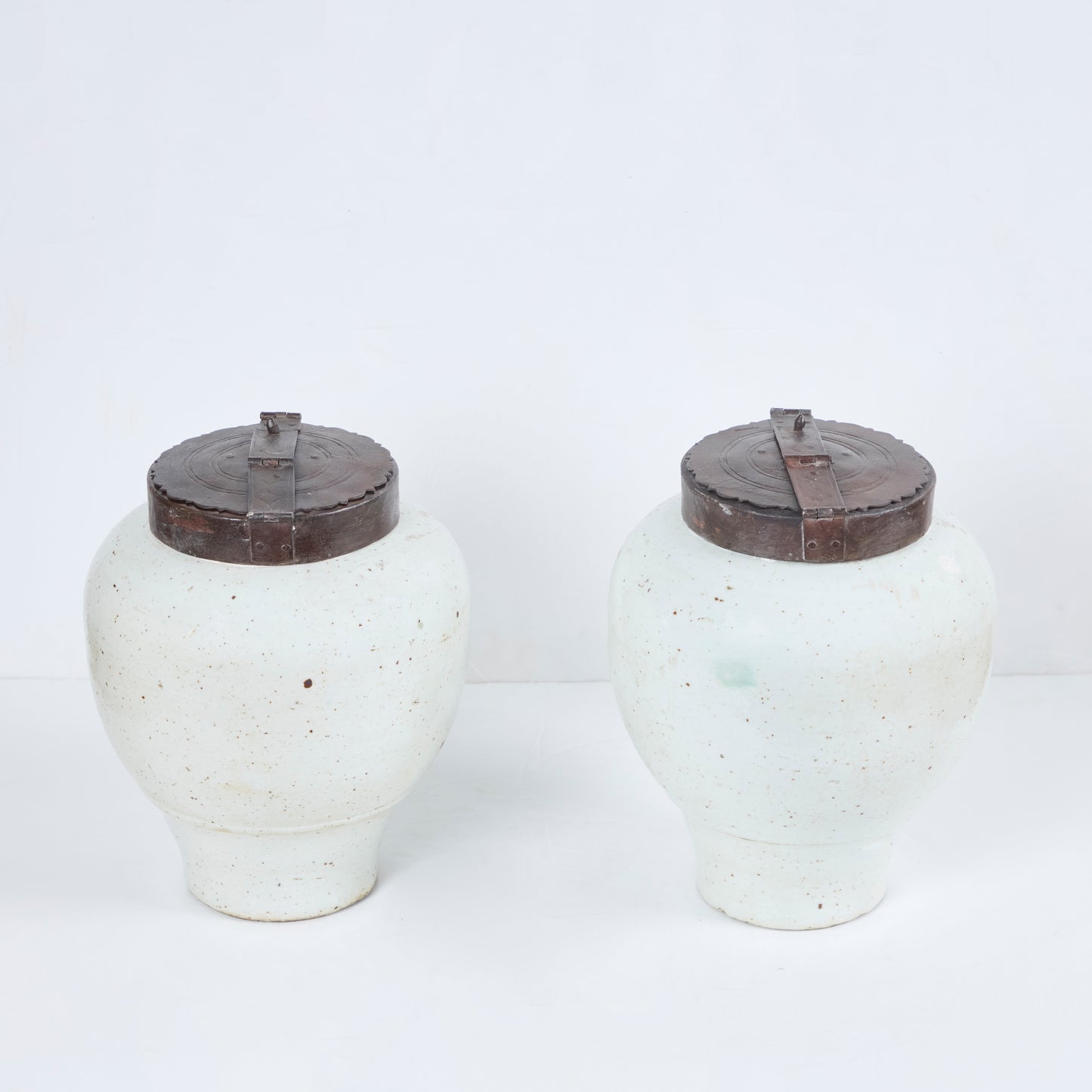 Pair Porcelain Glazed Tea Jars