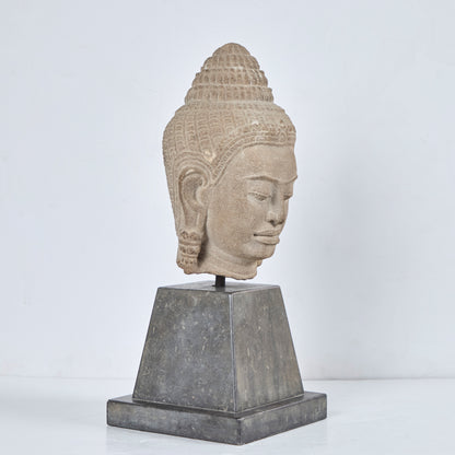 Cast Stone Head of a Bodhisattva