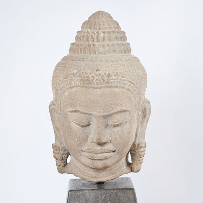 Cast Stone Head of a Bodhisattva