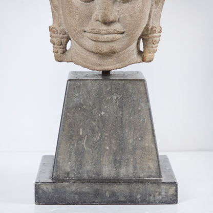 Cast Stone Head of a Bodhisattva