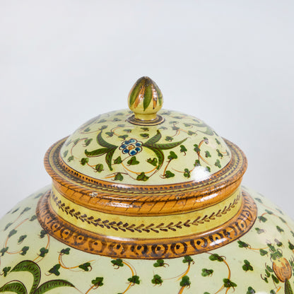 Pair Majolica Pottery Covered jars