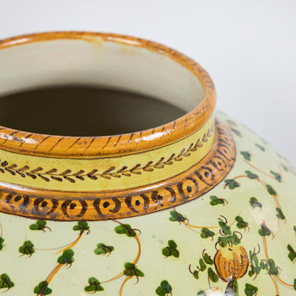 Pair Majolica Pottery Covered jars