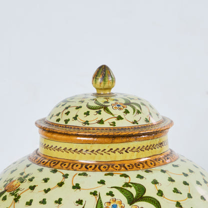 Pair Majolica Pottery Covered jars