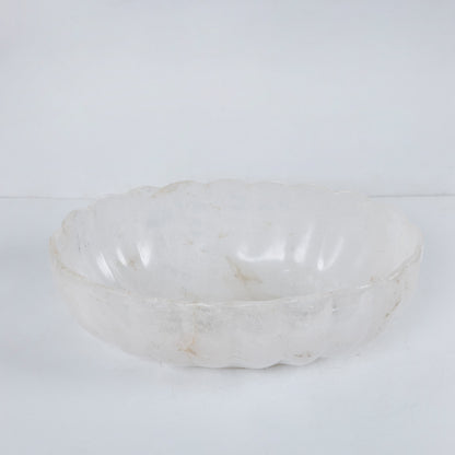 Oval Rock Crystal Scolloped Edge Bowl