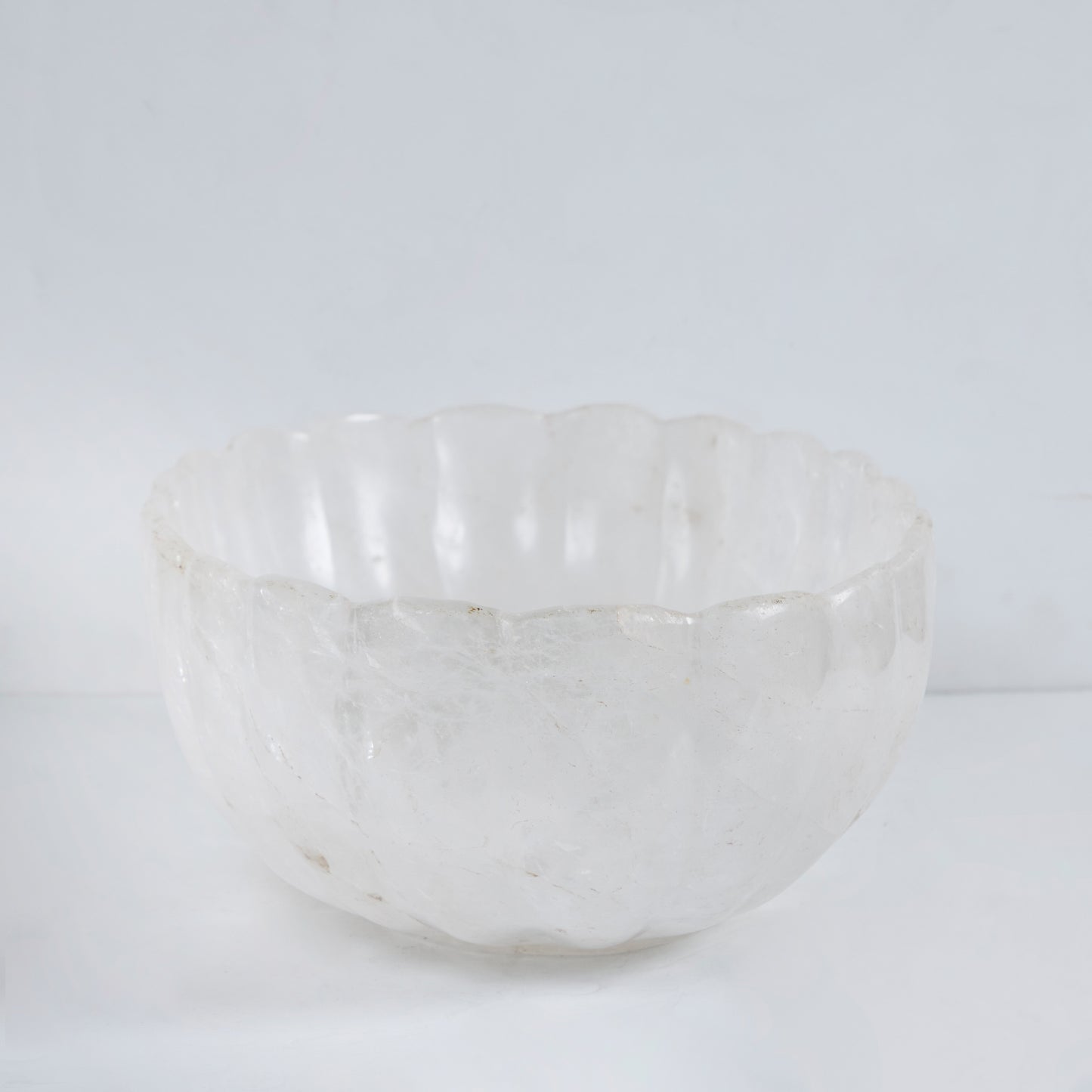 Oval Rock Crystal Scolloped Edge Bowl