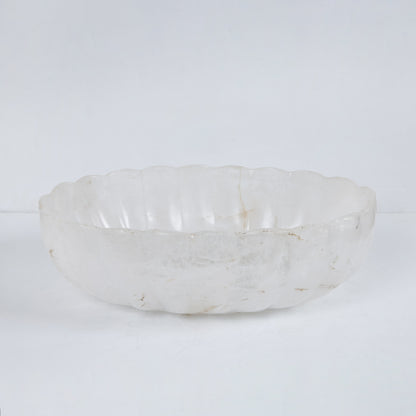 Oval Rock Crystal Scolloped Edge Bowl