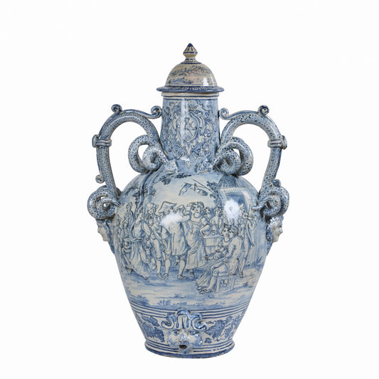 Large Faience Covered Wine Jug