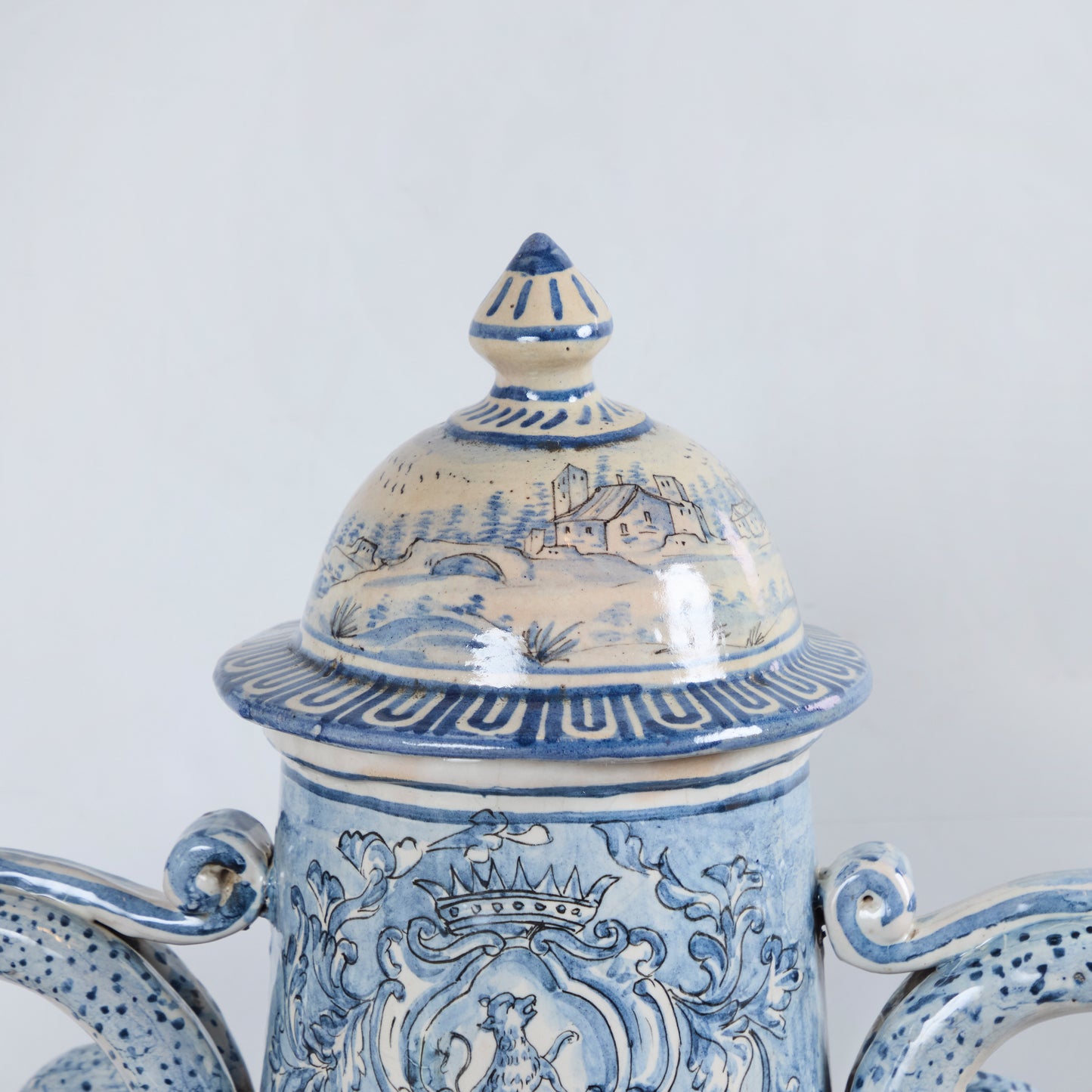 Large Faience Covered Wine Jug