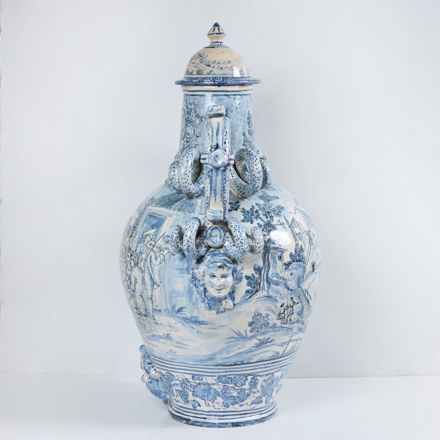 Large Faience Covered Wine Jug