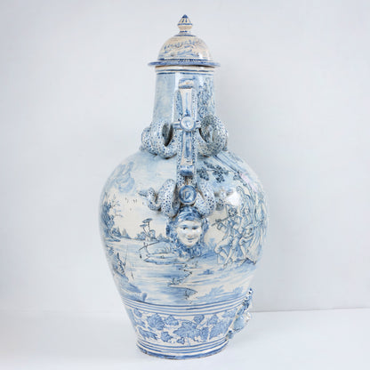 Large Faience Covered Wine Jug