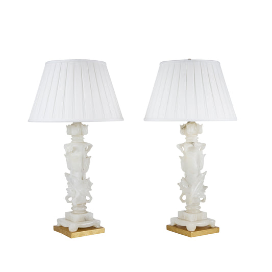 Pair Marbro Company Alabaster Lamps