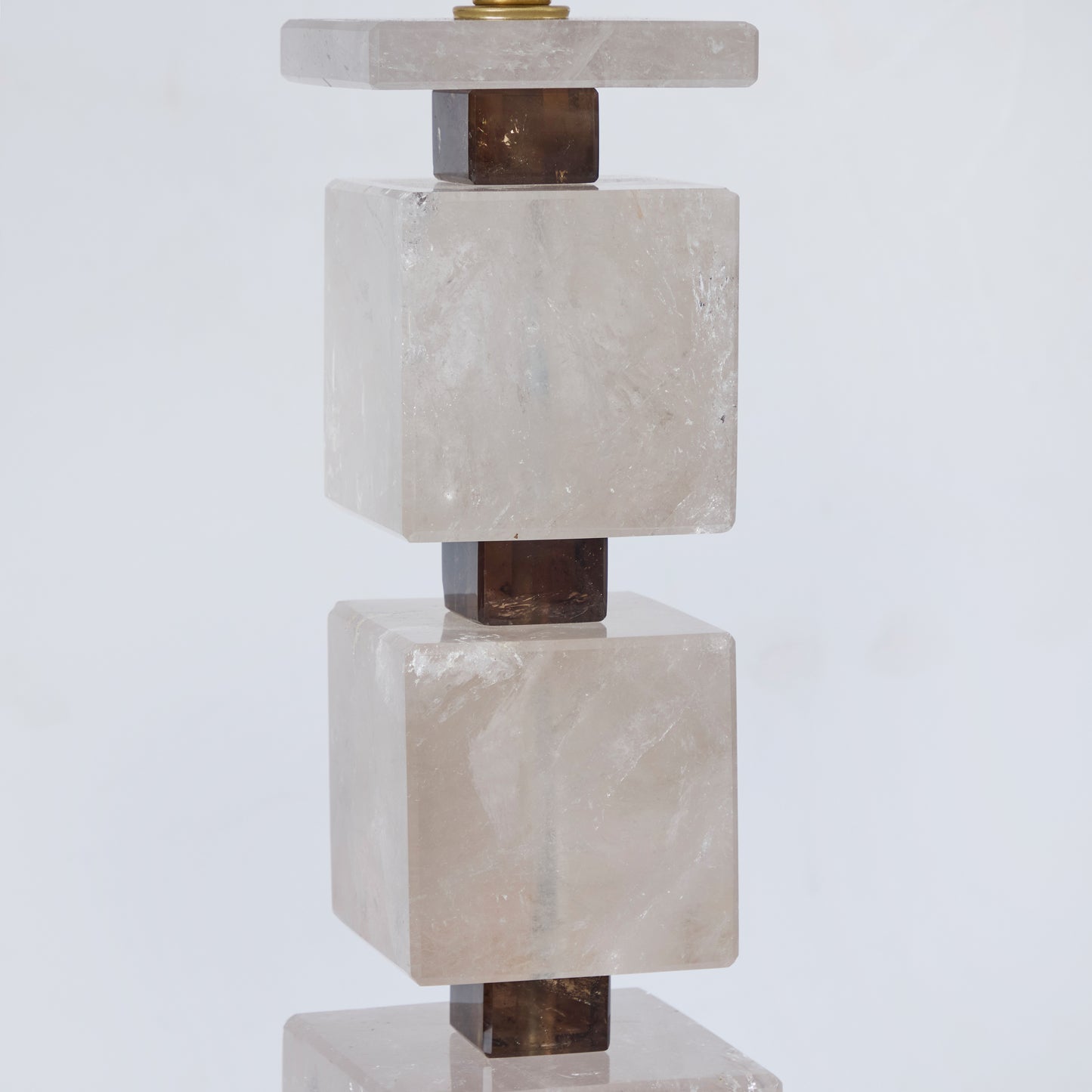 Pair Rock Crystal and Smoke Quartz Lamps