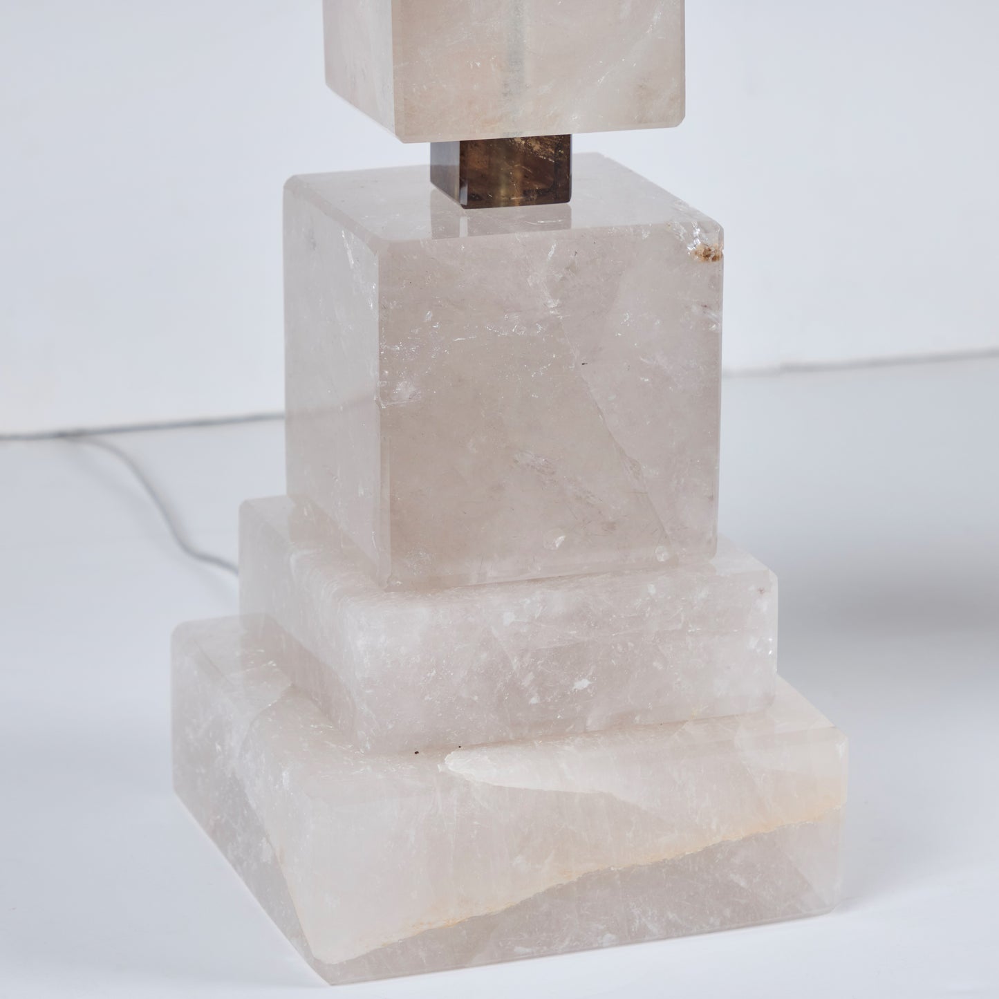 Pair Rock Crystal and Smoke Quartz Lamps