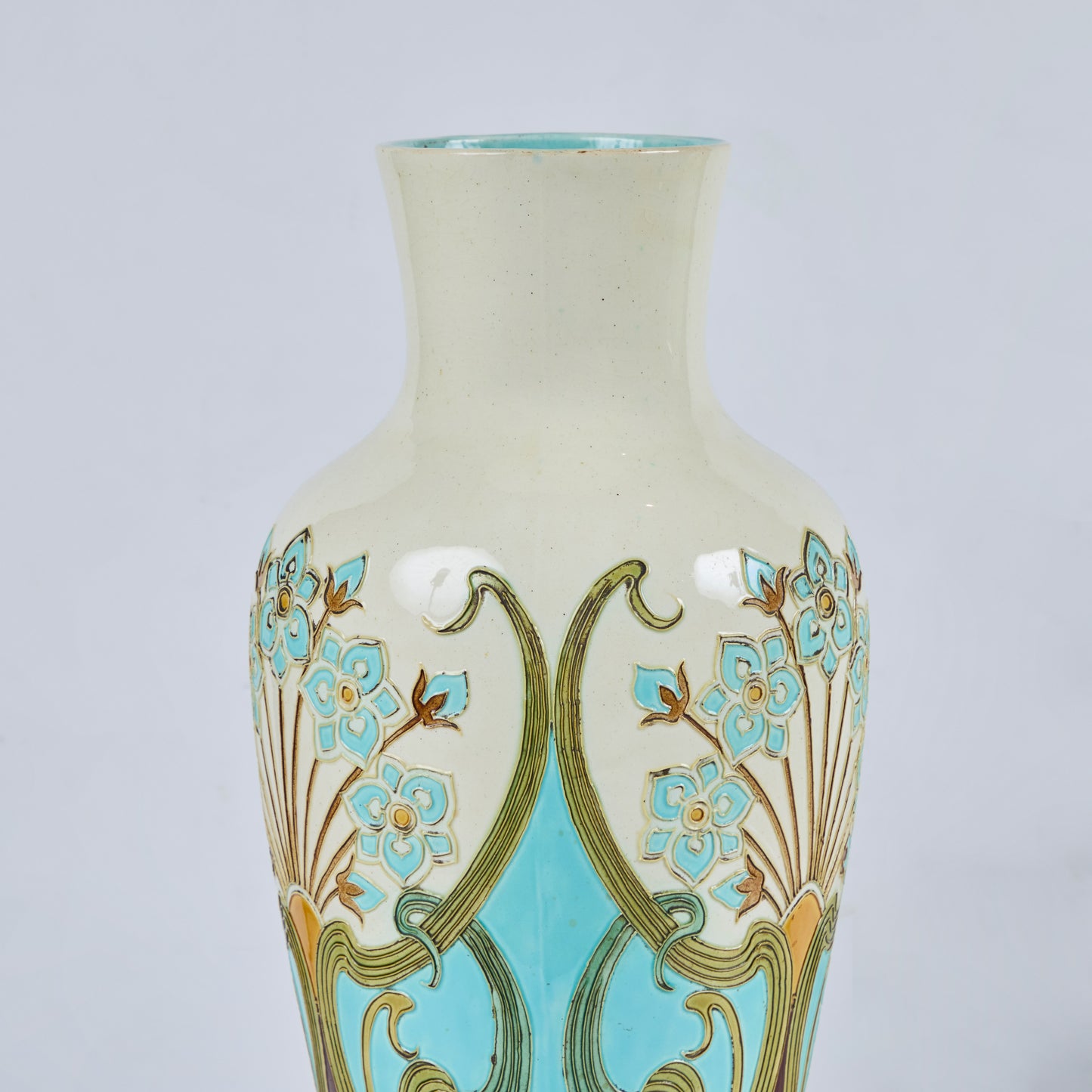 Pair French Deco Style Majolica Vases