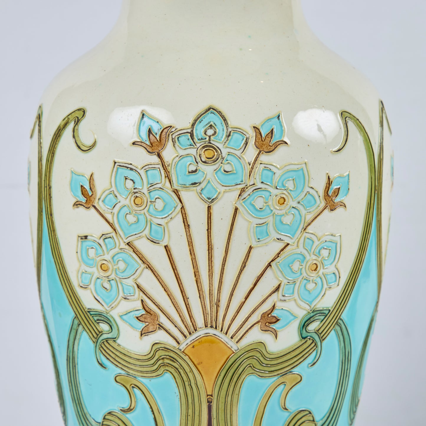 Pair French Deco Style Majolica Vases