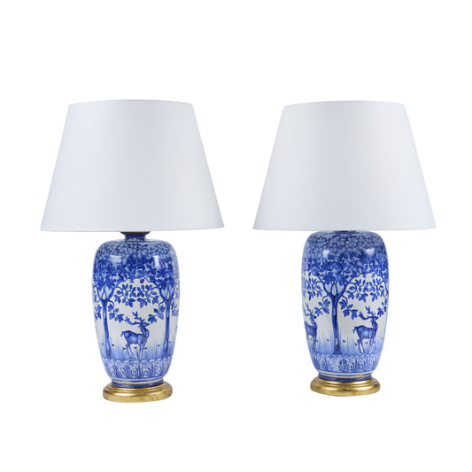 Pair French Porcelain Lamps