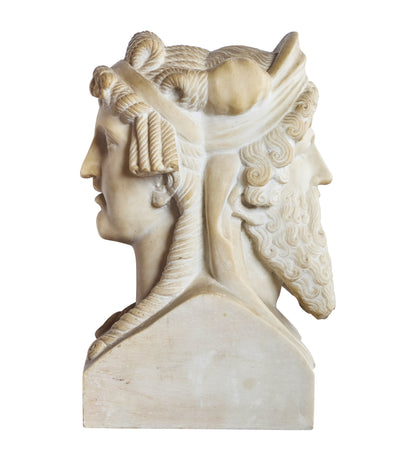 Double Janus Carrara Marble Sculpture