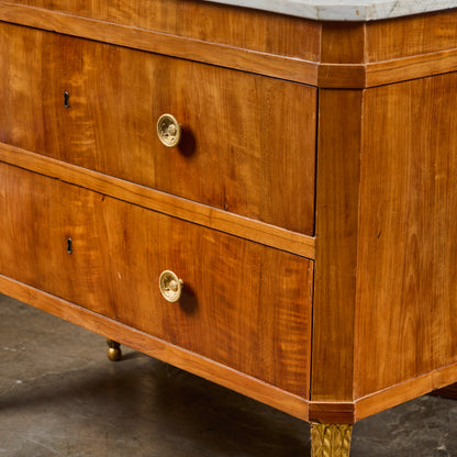 Pair 2nd Empire Fruitwood Marble Top Commodes