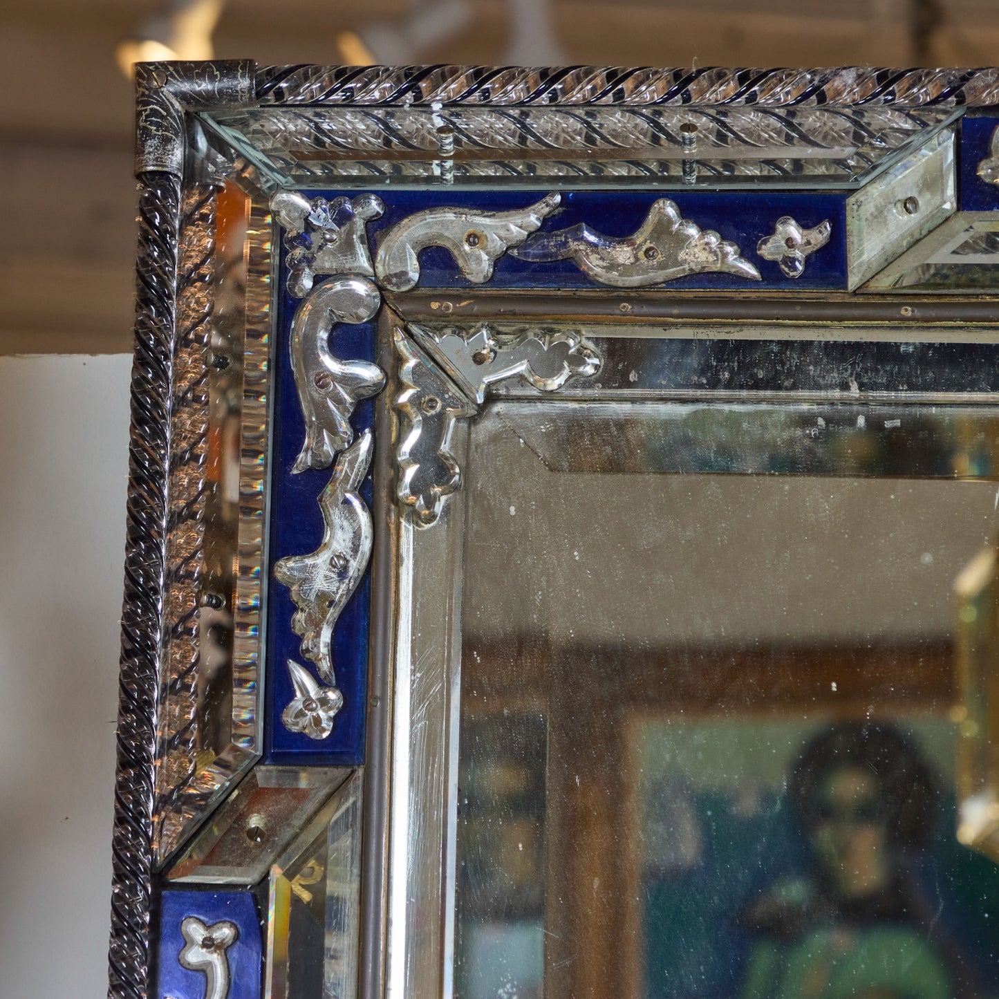 Elaborate Cobalt Glass Mirror