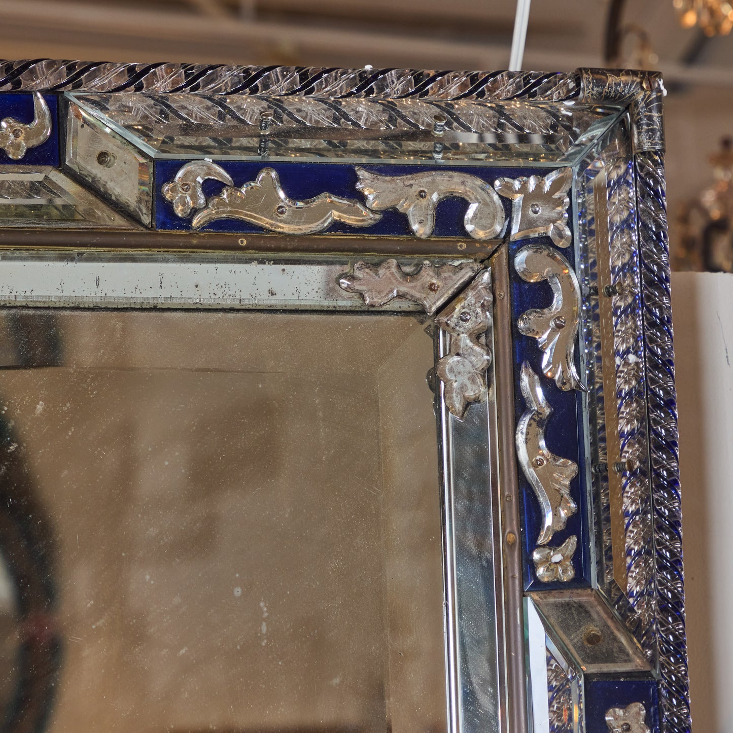 Elaborate Cobalt Glass Mirror