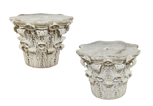 Pair of Carrara Marble Roman Capitals