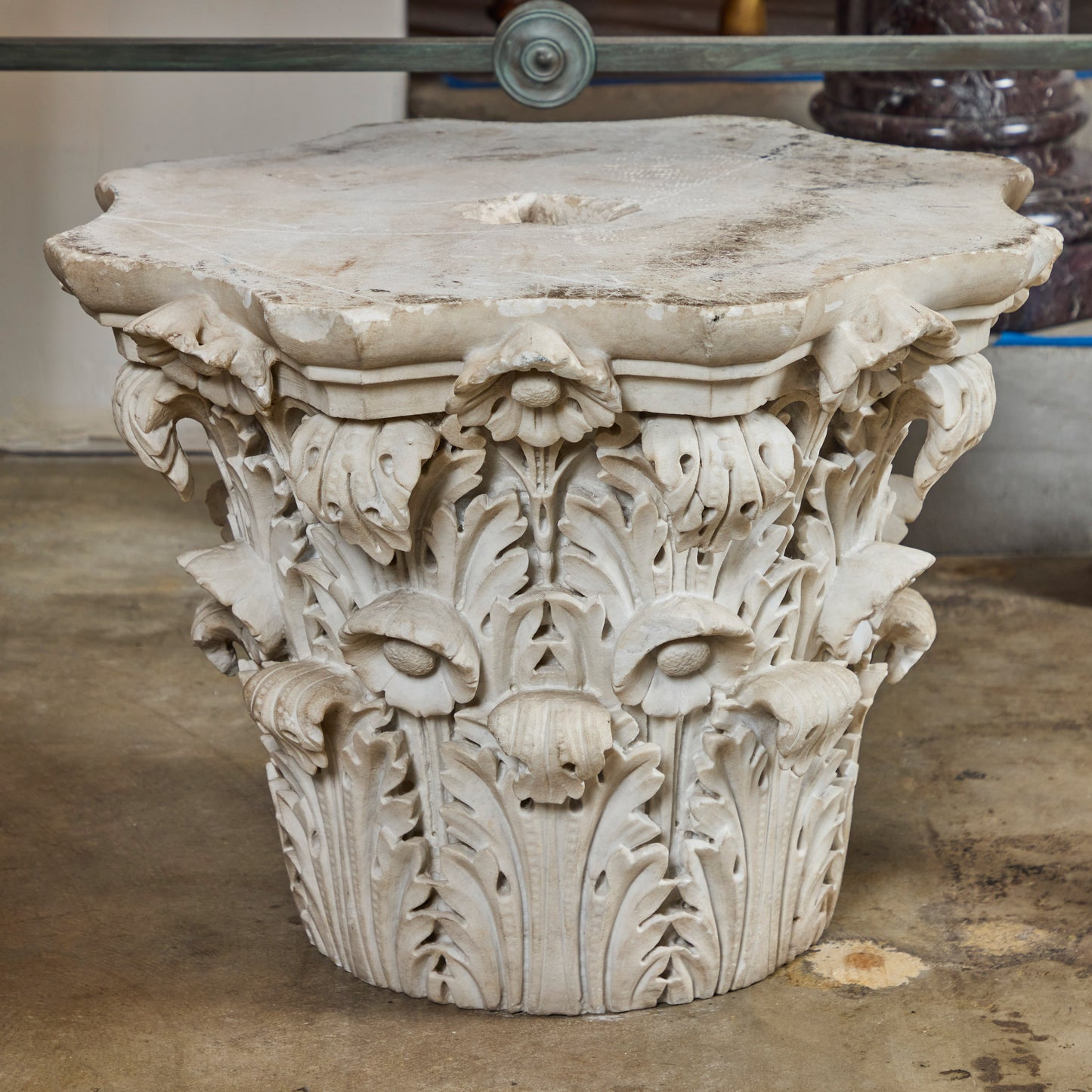 Pair of Carrara Marble Roman Capitals